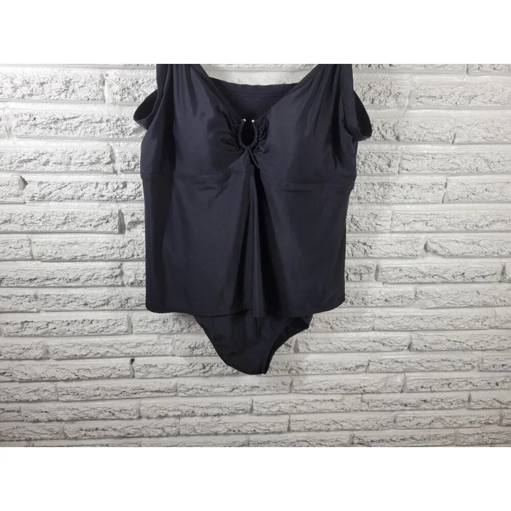 Sand n Sun Women's 3X Plus Size One Piece Swimsuit Black Lined Nylon BLA79E
